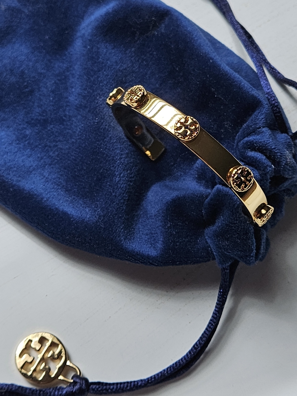 Tory Burch Gold Logo Cuff Bracelet - Picture 6 of 7
